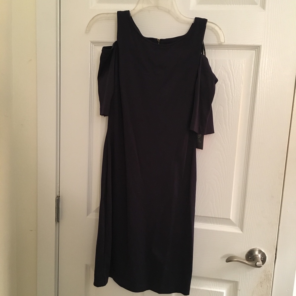 Vince Camuto Cold Shoulder Dress-Navy